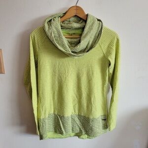 Pink Lotus Light Green Cowl Neck Layered Sweater
